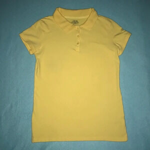 CHEROKEE polo top yellow short sleeve button collar school uniform top size XL